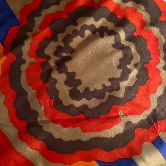 Vintage Mod Scarf - Graphic Floral and Stripes Motif - Picture 4 of 11